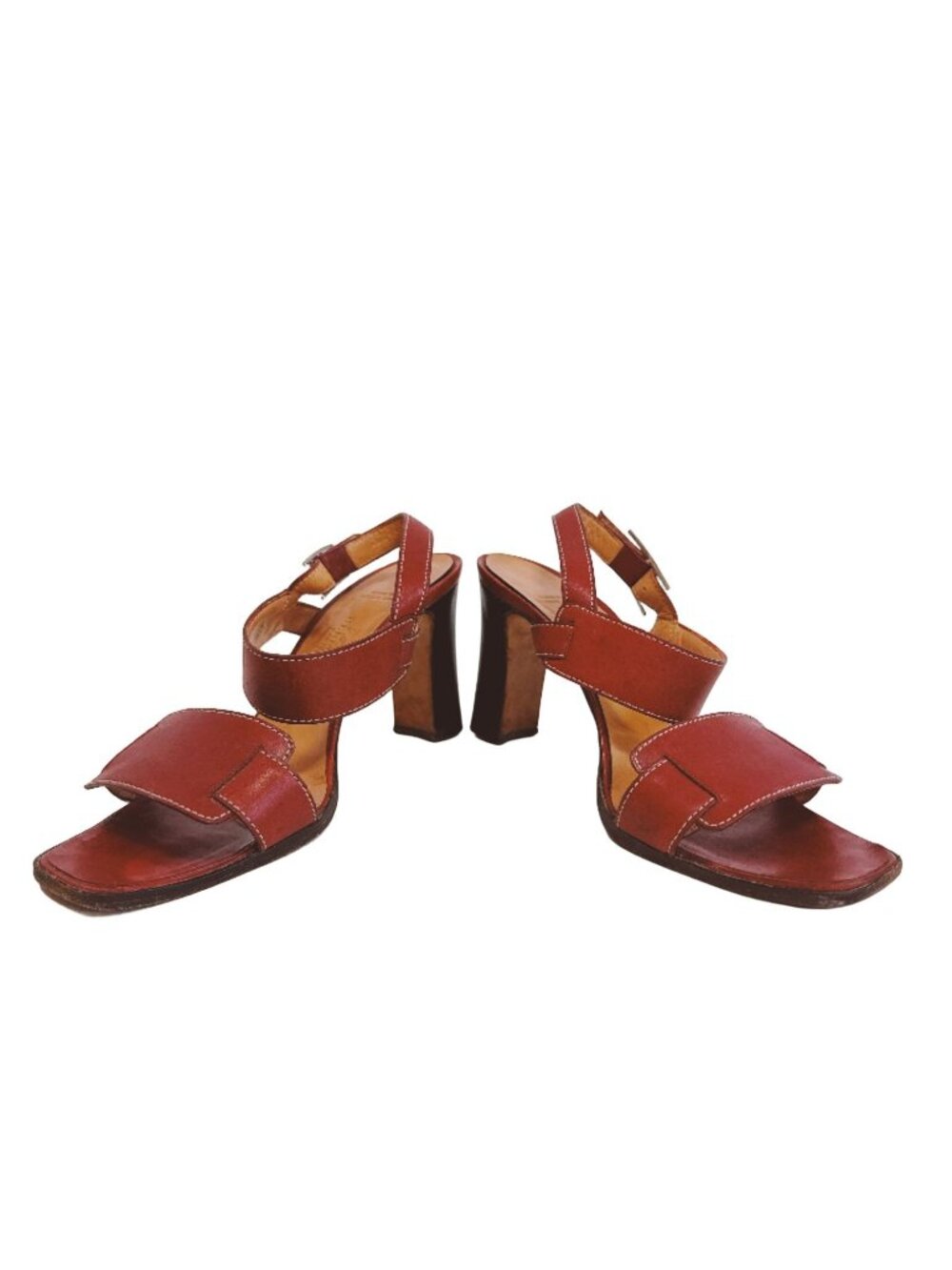 Hermes Ankle Strap Sandals Leather Brown Shoes Vuitton